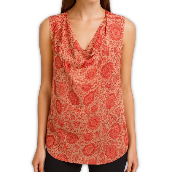 Cabi Vita Boho Pink Floral Cowl Neck Sleeveless Draped Blouse M - Picture 11 of 11